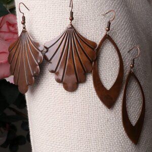 Antique Red Plated Tree Leaf Nepal Earrings Set